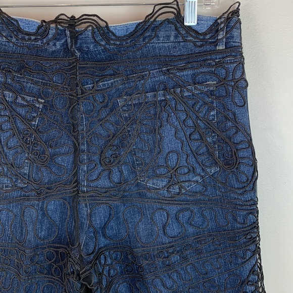 Rare HTF Vintage Alberto Makali Abstract Denim Jeans With Lace Wearable Art - Picture 1 of 7